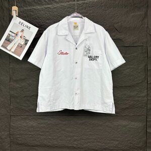 GALLERY DEPT. 2025 New Embroidered Logo Couple's Loose Denim Short-Sleeve Shirt
